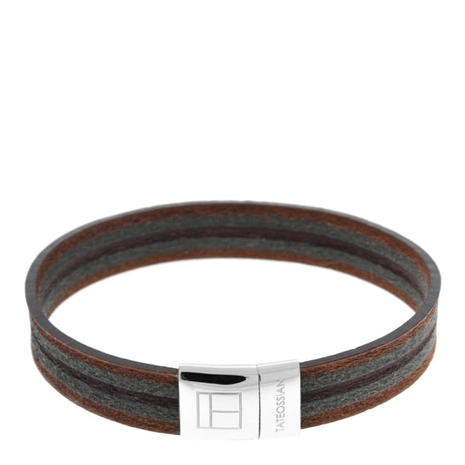 Tateossian Brown Leather Mosaic Bracelet