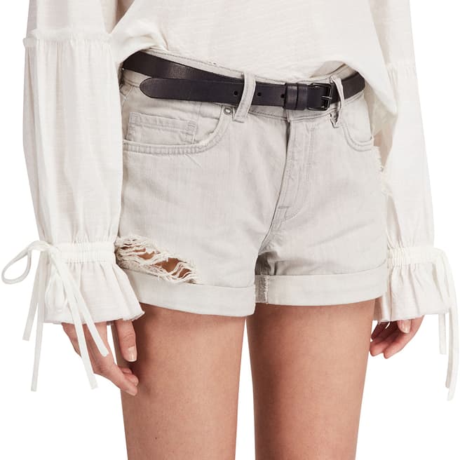 AllSaints Light Grey Pam Cotton Denim Shorts