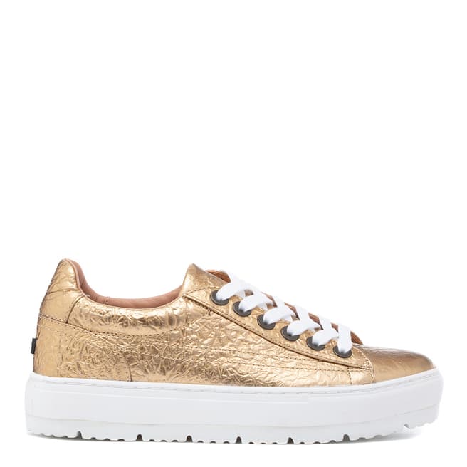 Jil Sander Gold Crinkle Leather Sneakers