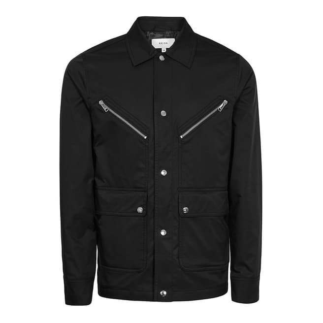 Reiss Black Hexham Button Jacket