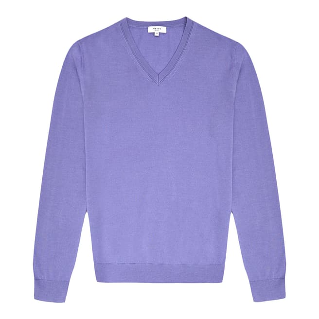 Reiss Purple Earl Wool V-Neck Jumper