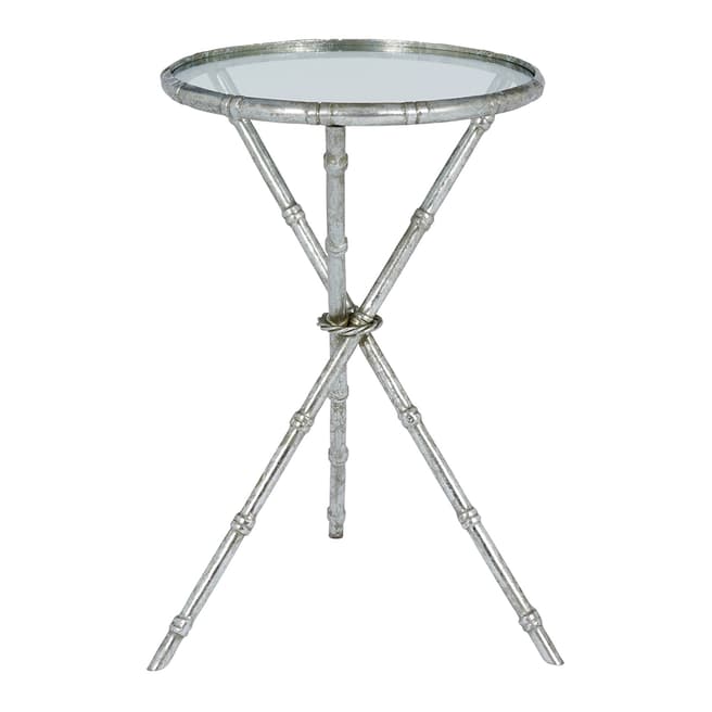 Serene Furnishings Madras Silver Lamp Table Clear Glass Top