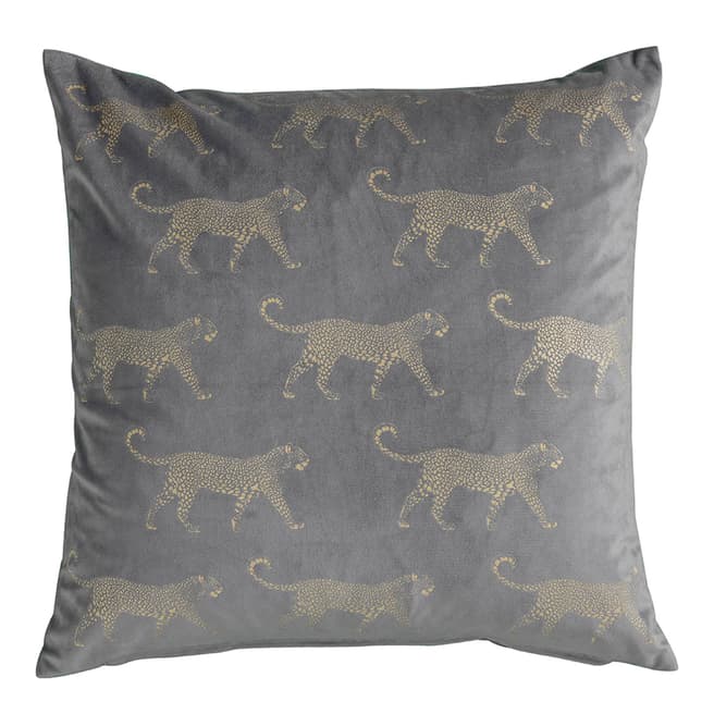 Gallery Living Grey Leopard Metallic Velvet 45x45cm Cushion