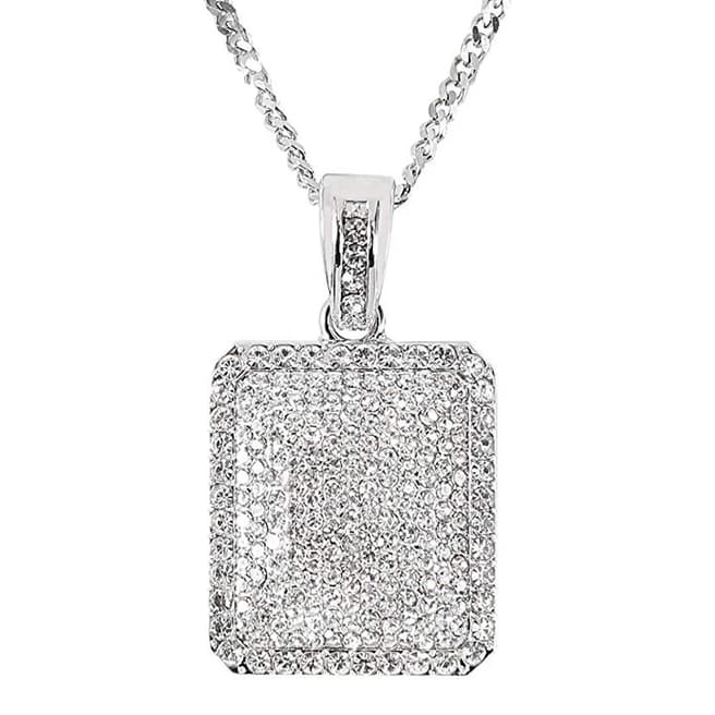 Stephen Oliver Silver Plated CZ Tag Necklace