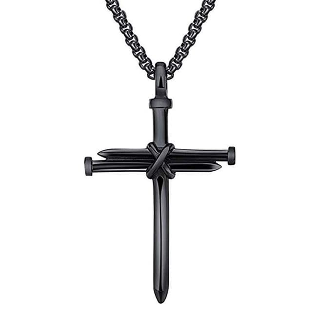 Stephen Oliver Black Screw Cross Pendant Necklace