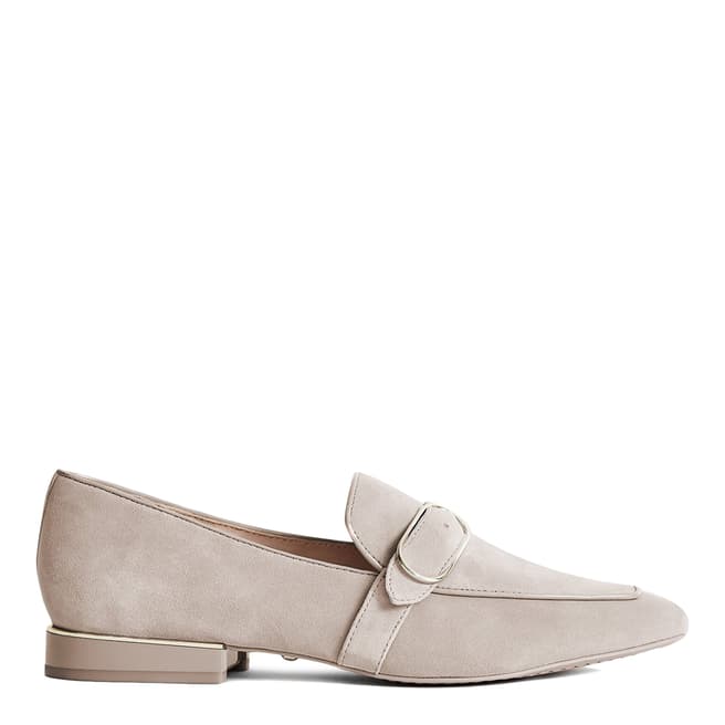 Reiss Taupe Nova Suede Buckle Detail Loafers
