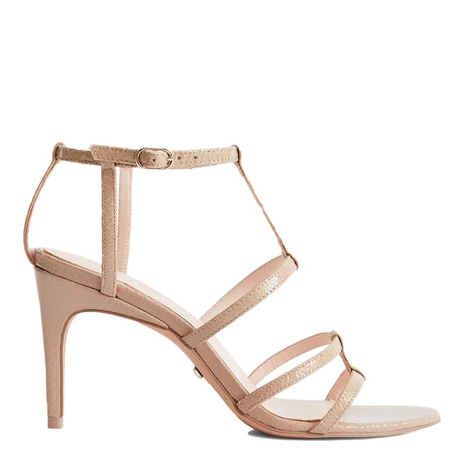 Reiss Taupe Harlow Strappy Leather Heeled Sandals