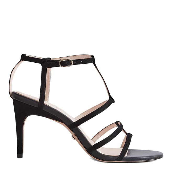 Reiss Black Harlow Strappy Leather Heeled Sandals