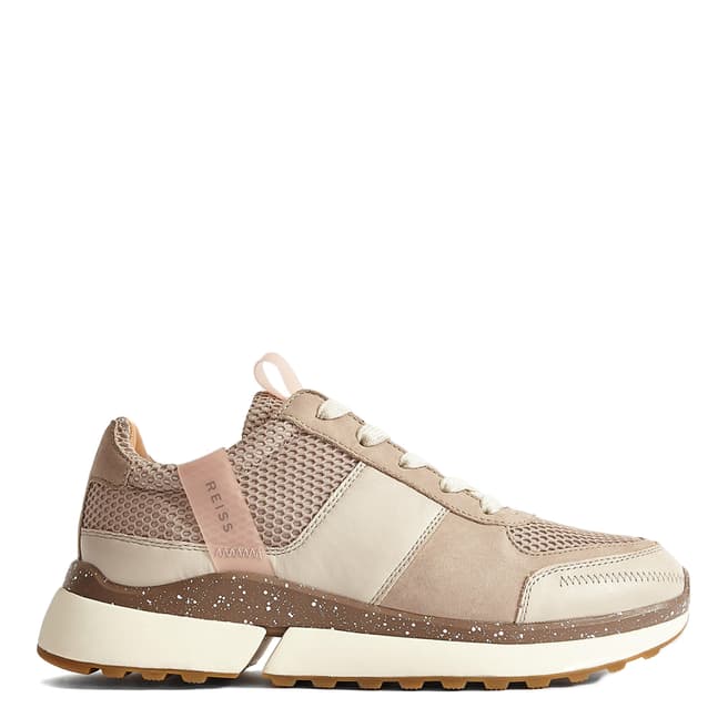 Reiss Taupe Ethan Leather Sneakers