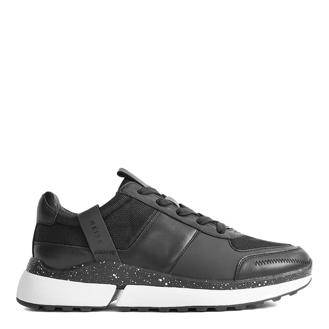 Reiss Black Ethan Leather Sneakers