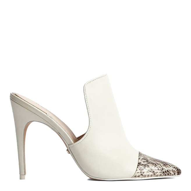 Reiss White Spark Snake Print Leather Heeled Mules