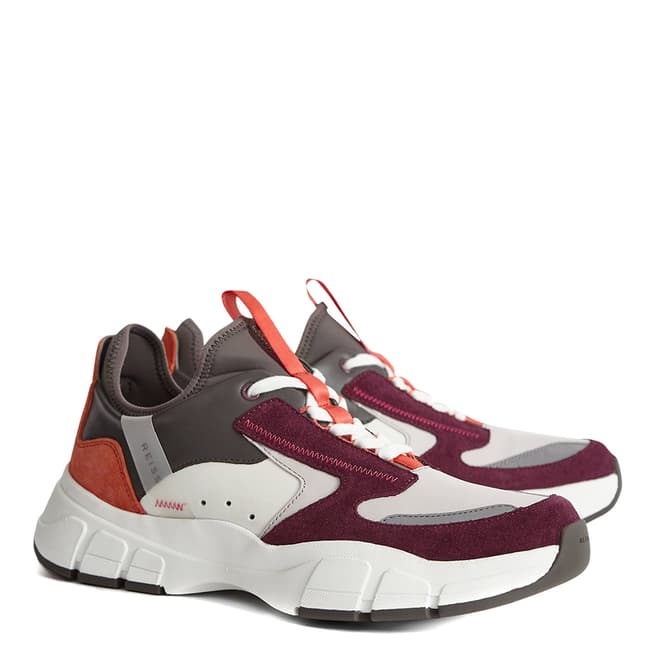 Reiss Red/Grey Liam Monster Leather Sneakers