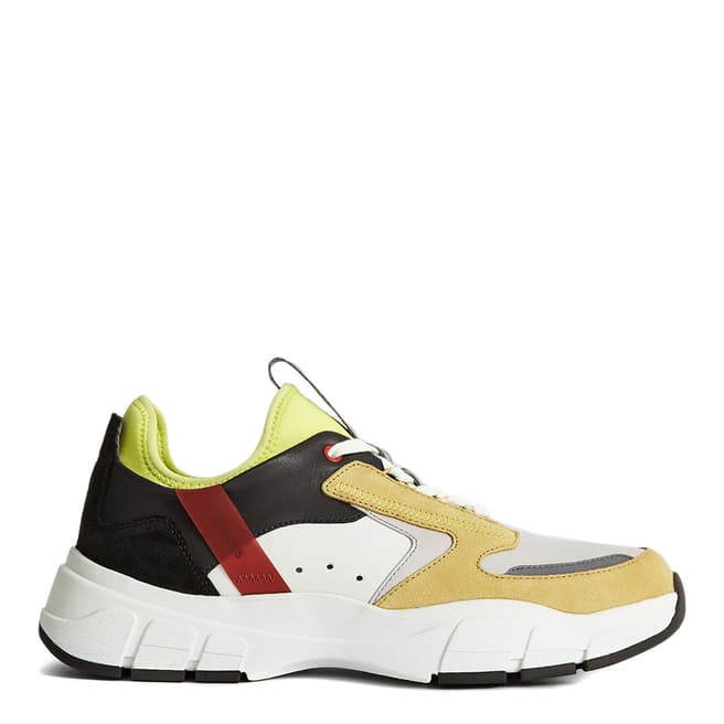 Reiss Grey/Yellow Liam Monster Leather Sneakers