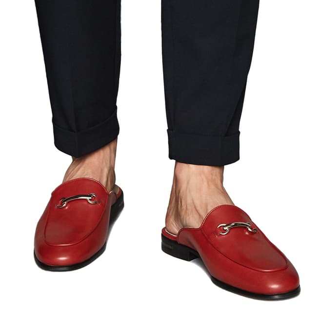 Reiss Red Lewis Leather Horsebit Mules