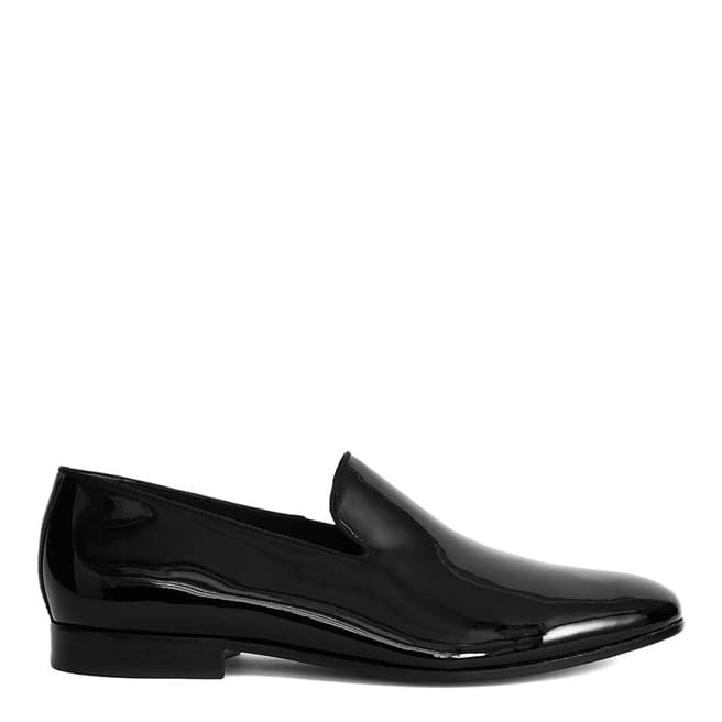 Reiss Black Harry Patent Leather Evening Slippers