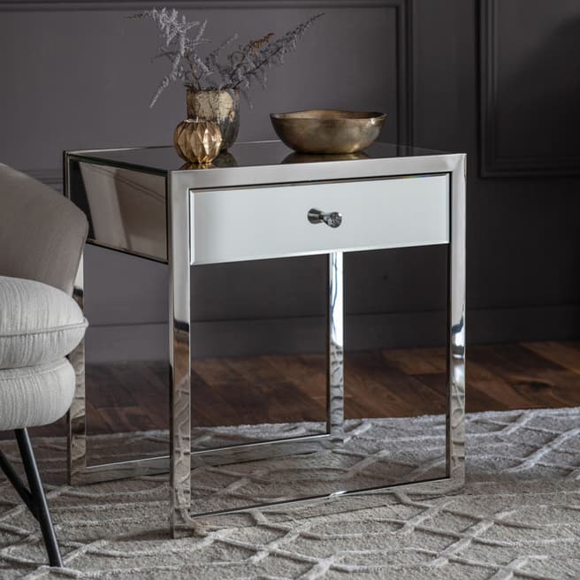 Gallery Living Mawi 1 Draer Mirrored Side Table