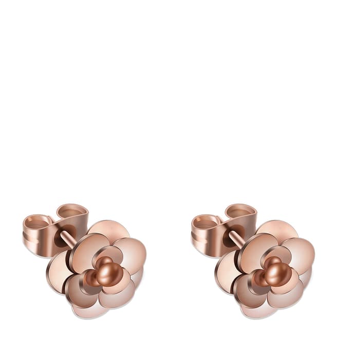 Liv Oliver 18K Rose Gold Abstract Rose Post Earrings