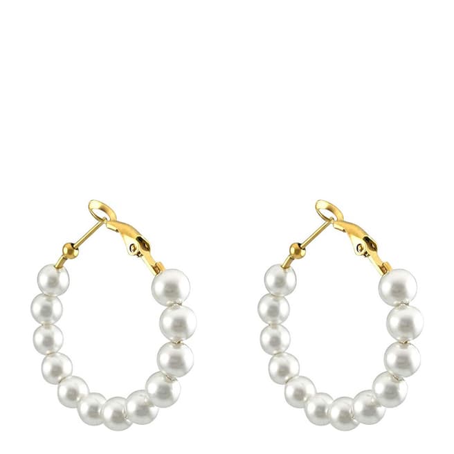 Chloe Collection by Liv Oliver 18K Gold Plated Pearl Hoop Earrings