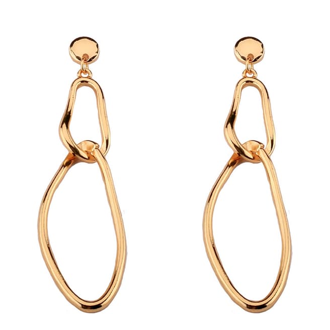 Liv Oliver 18K Gold Plated Double Link Drop Earrings
