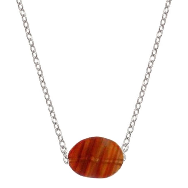 Liv Oliver Sterling Silver Plated Carnelian Oval Necklace