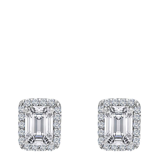 Chloe Collection by Liv Oliver Sterling Silver Plated Emerald Cut Stud Earrings