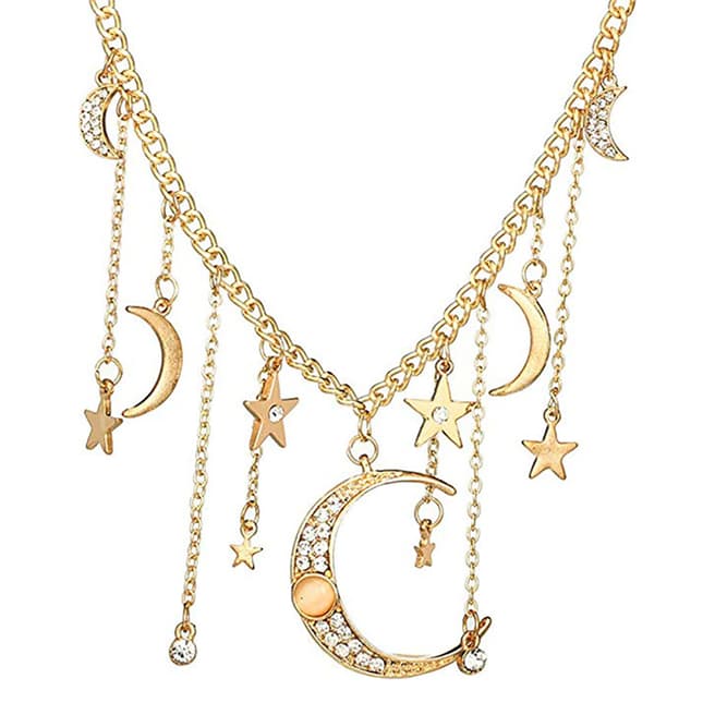 Liv Oliver 18K Gold Plated Moon And Star Necklace