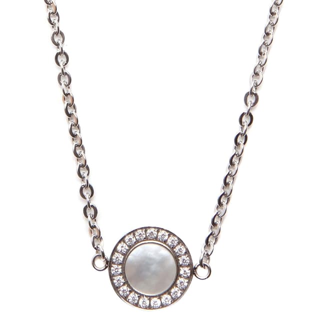 Liv Oliver Silver Plated Mother Of Pearl CZ Necklace