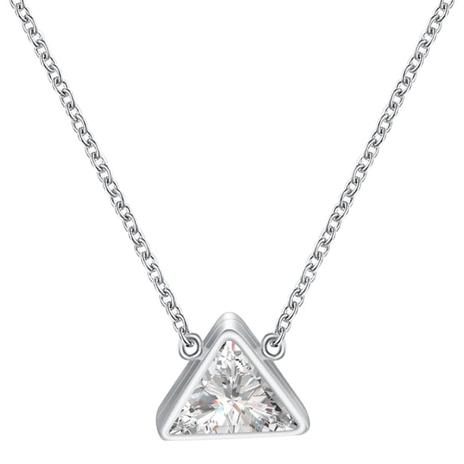 Chloe Collection by Liv Oliver Silver Plated Trillion CZ Solitaire Necklace
