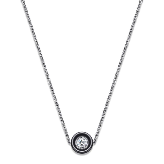 Chloe Collection by Liv Oliver Silver Plated & Onyx Deco Inspired Solitaire CZ Necklace
