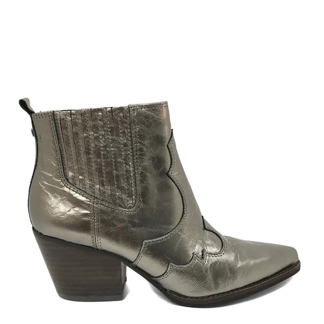 Sam Edelman Brown Metallic Leather Winona Western Ankle Boots