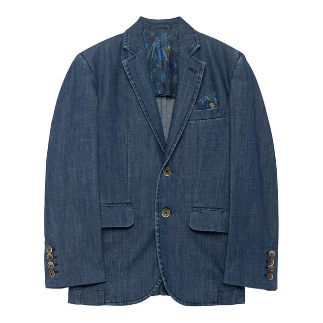 Hackett London Older Blue Chambray Cotton Jacket