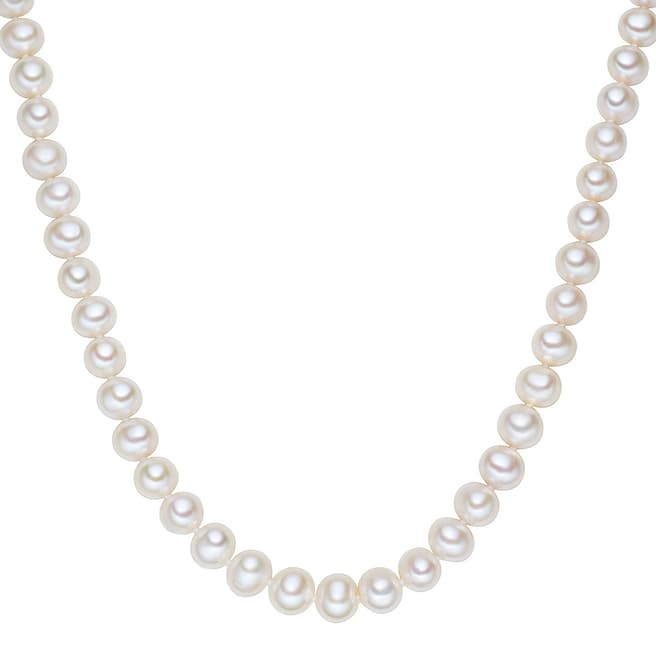 The Pacific Pearl Company White/Silver Freshwater Pearl Necklace