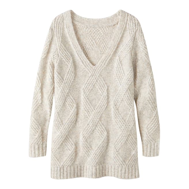 Pure Collection Heather Neutral Wool Blend Jumper