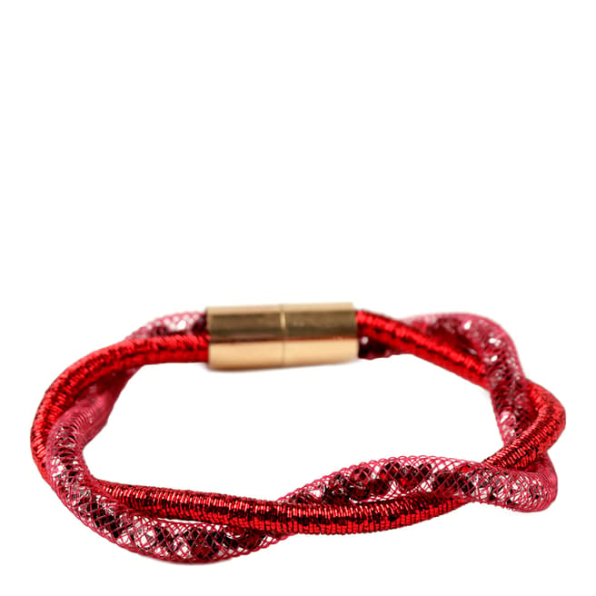 Amrita Singh Red Crystal Mesh Bracelet