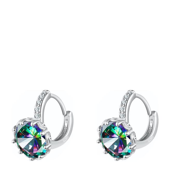 Ma Petite Amie White Gold Plated Round Earrings
