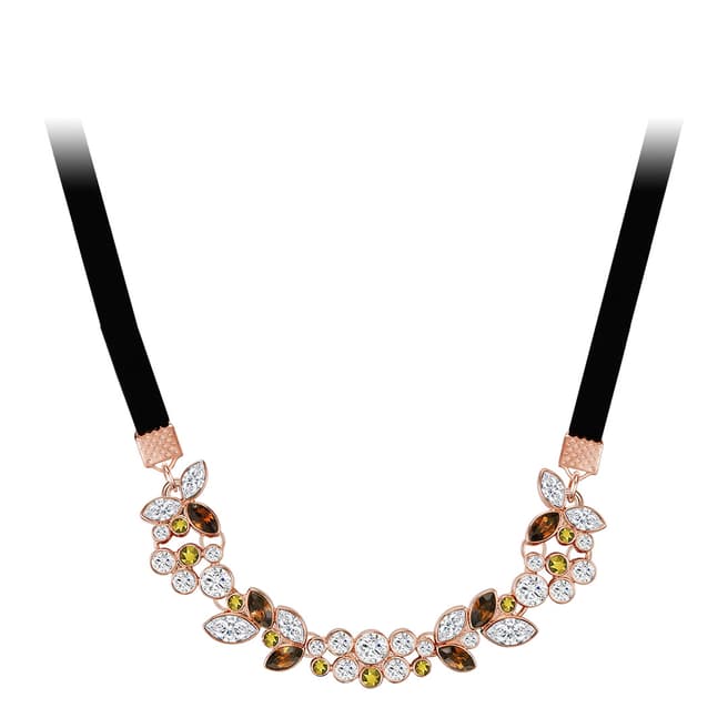 Saint Francis Crystals Rose Gold/Black Crystal Flower Necklace