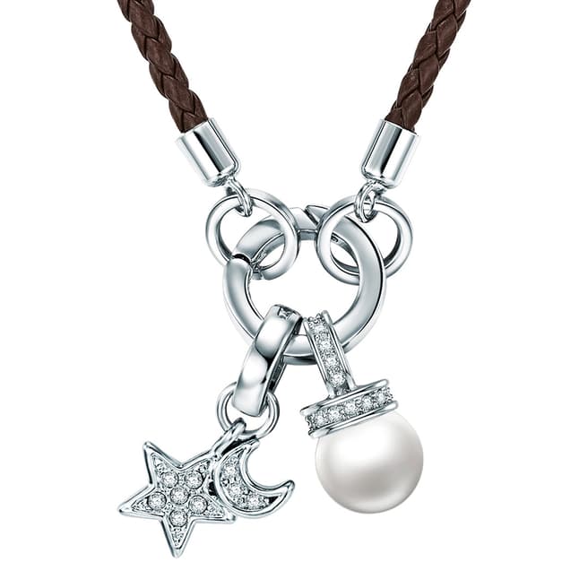 Saint Francis Crystals Silver/Brown Crystal and Pearl Star Necklace