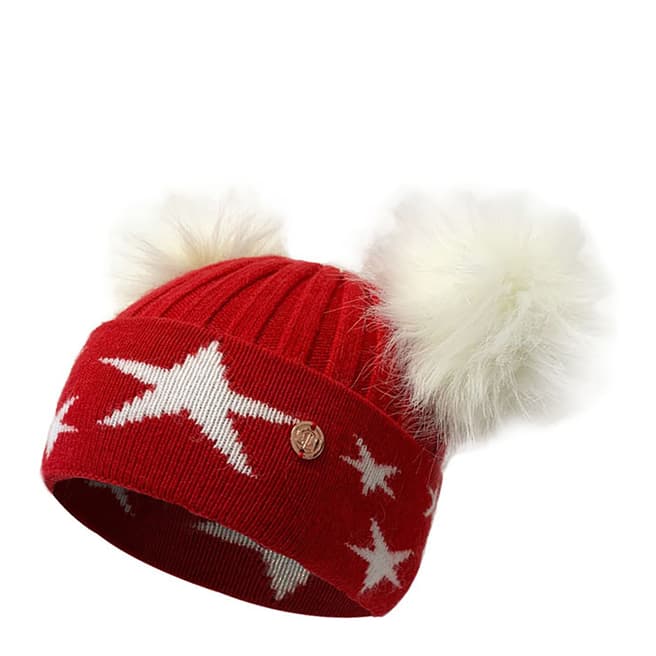 Look Like Cool Little Stars Red/White with White Pom Poms