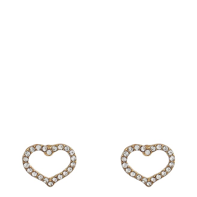 Chloe Collection by Liv Oliver 18K Gold Plated Cut Out Heart Crystal Earrings