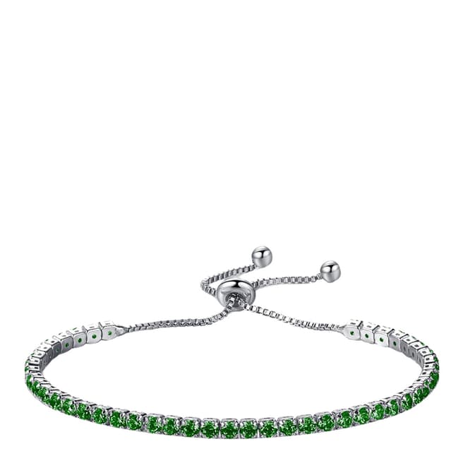 Liv Oliver Silver Plated Adjustable Green CZ Bracelet