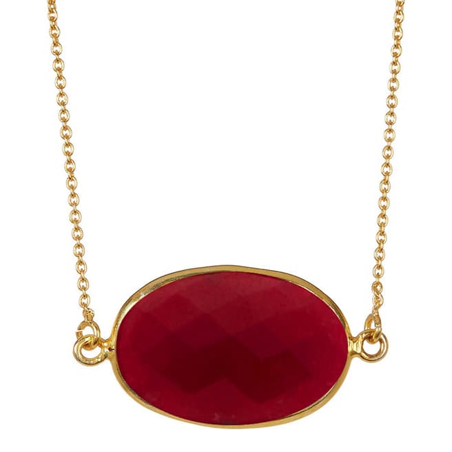 Chloe Collection by Liv Oliver 18K Ruby Oval Pendant Necklace