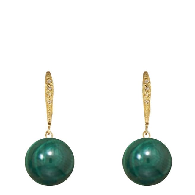 Liv Oliver 18K Gold Pave And Malachite Drop Earrings