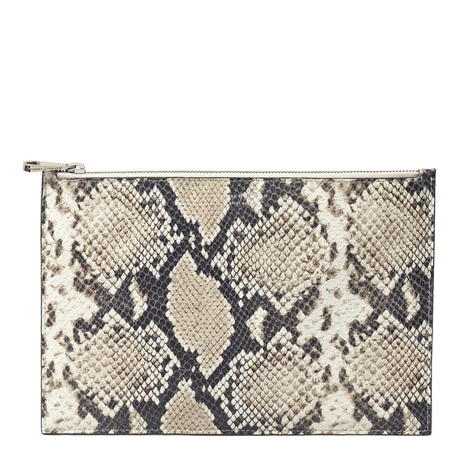 Aspinal of London Essential Flat Pouch Lrg Natural Python Embossed