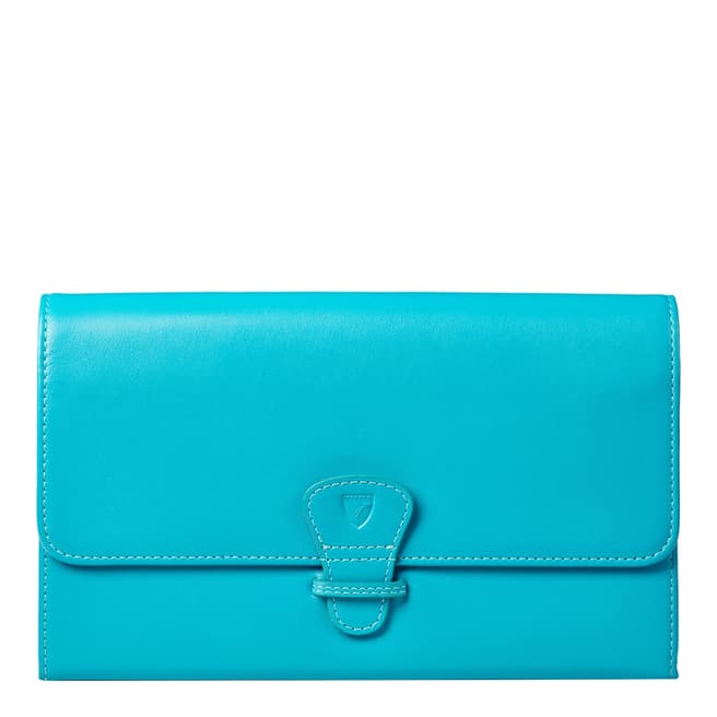 Aspinal of London Classic Travel Wallet Turquoise Smooth DRM