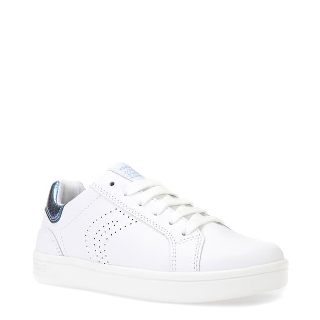 Geox White/Sea Green Lace Up Trainer