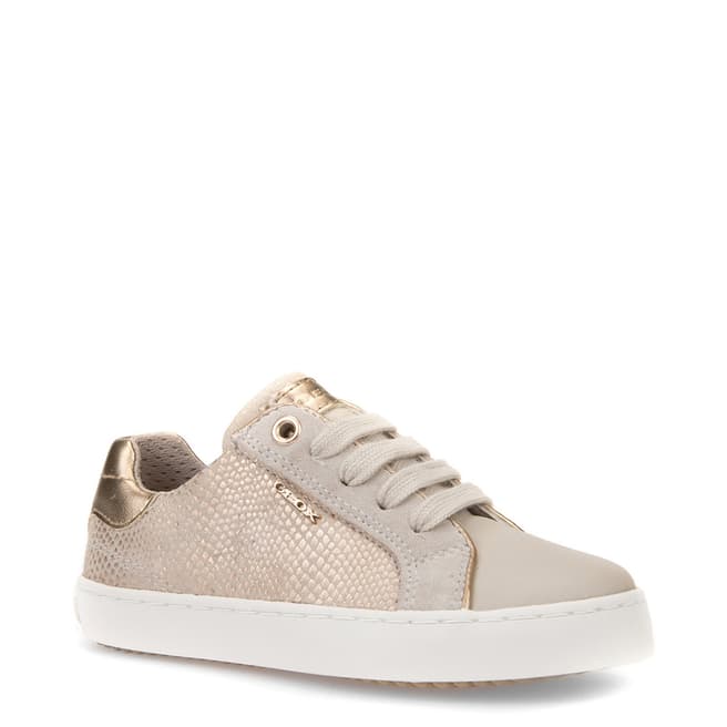 Geox Beige Snakeskin Lace Up Trainer