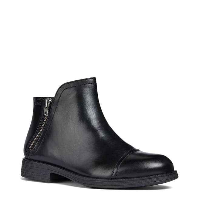Geox Black Leather Ankle Boots