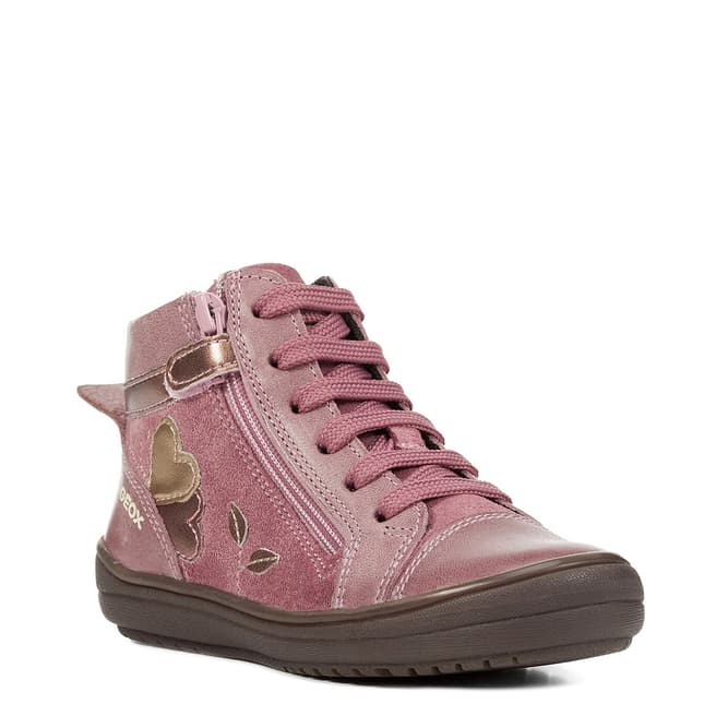 Geox Pink High-Top Lace Up Trainer