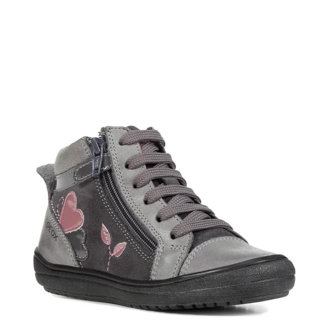 Geox Grey High Top Lace Up Trainer