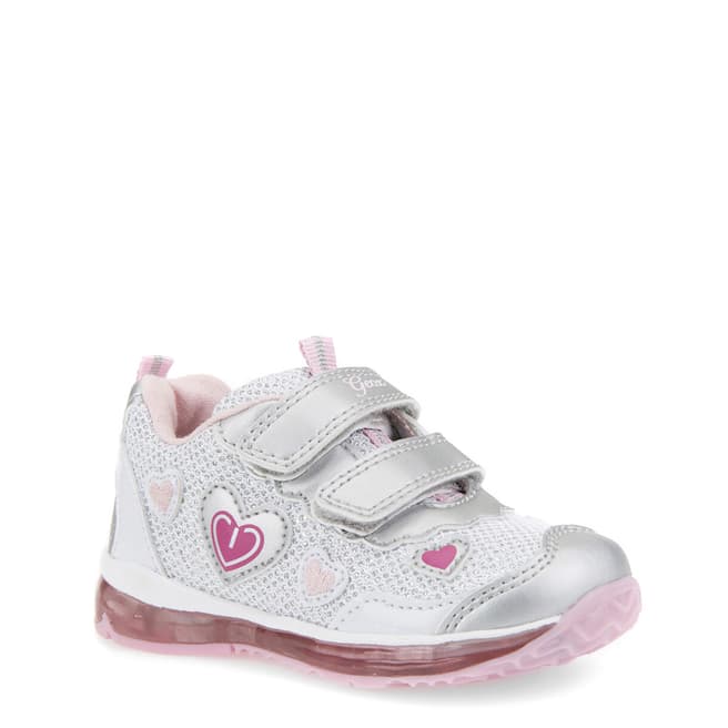 Geox Pink/Silver Heart Light Up Trainer